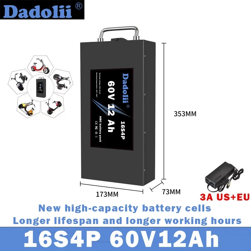 

Harley Citycoco 60V12Ah-24Ah electric motorcycle waterproof 18650 lithium battery suitable for Citycoco electric scooter battery