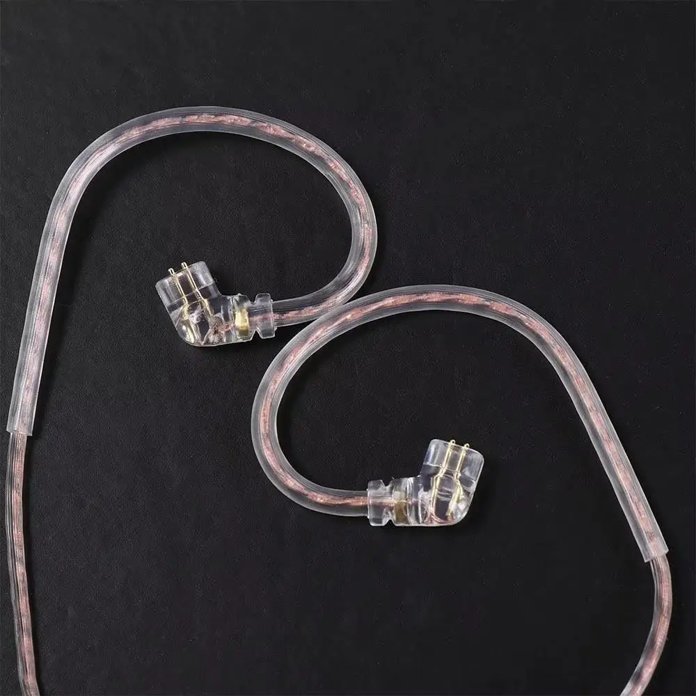 Oxygen-Free Copper Twisted Earphone Cable 125cm High-Purity Copper 2Pin Earphone Cable Transparent Black Ear-Winding Design