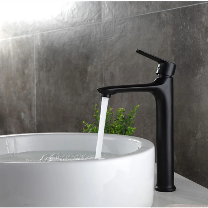 Black Matte Bathroom Basin Faucets Single Handle Faucet Hot&Cold Water Mixer Washroom Tap