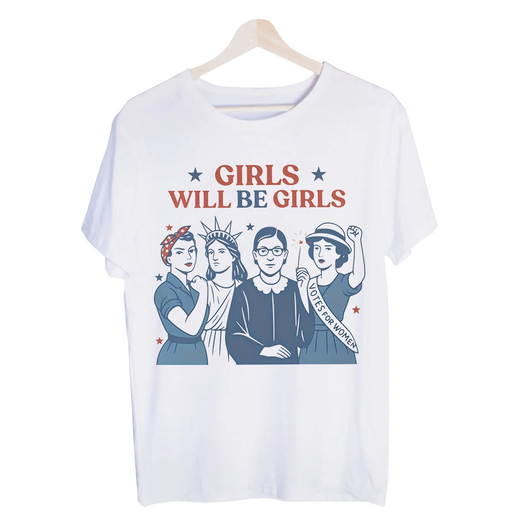 Women's Historical Figures and Slogan Graphic Tee, Short Sleeve Crew Neck T-Shirt for Casual Daily Wear and Statement Fashion