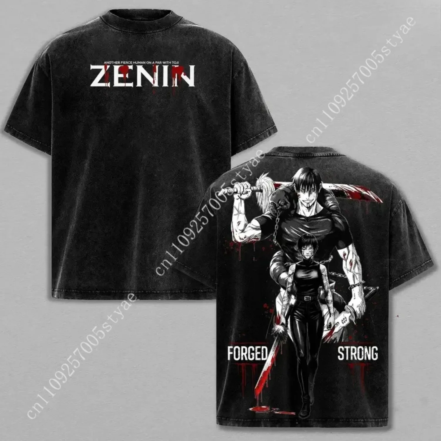 Anime Fushiguro Toji Zenin Maki Print T-shirt Men Women Tshirts Cotton Clothing Retro Washed T Shirt Harajuku Top