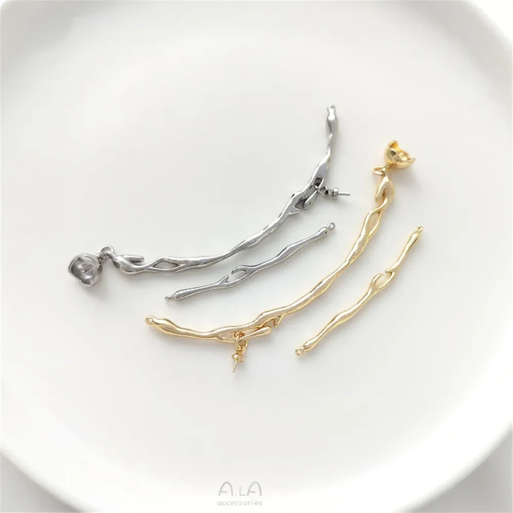 

14K gold wrapped lava branch connection accessories handmade pearl necklace collarbone chain DIY jewelry material