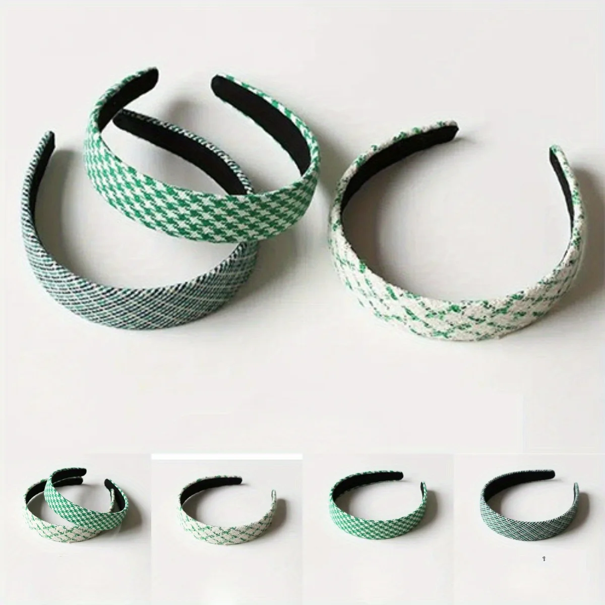 

Chic Houndstooth Headband Green Color Scheme High Crown Non-Slip Design for Women Girls Office Banquet Hair Accessories Headwear