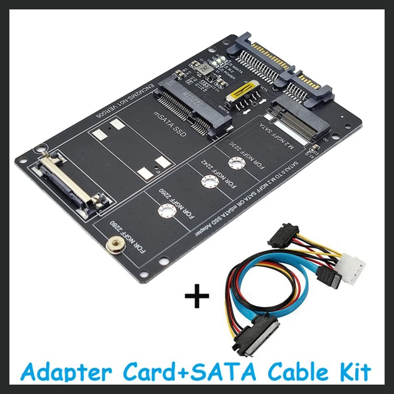 

NGFF+MSATA To SATA3.0 Adapter Card+SATA Cable M2 KEY B-M SSD To 6G Interface Conversion Card