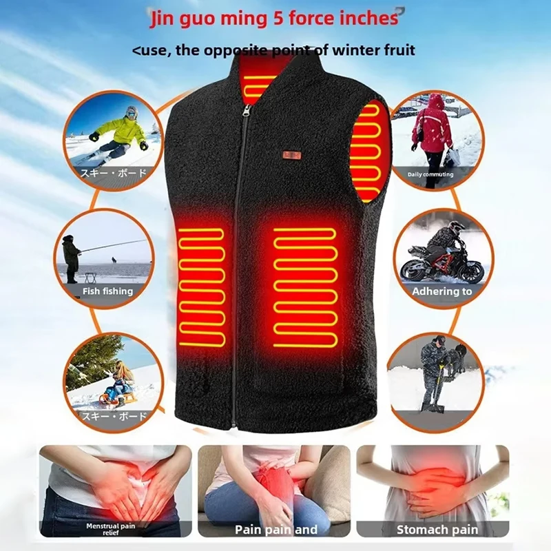 Winter USB 35℃-55℃ Heated Vest 3 Speed Adjustable Temperature Self-heating Vest Washable Heating Jacket for Outdoor Sport 2025