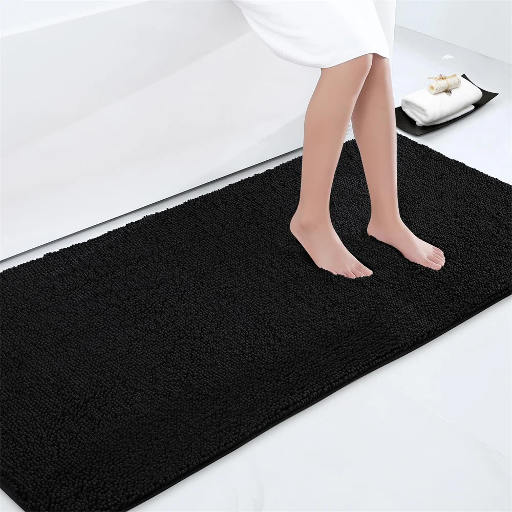 

Olanly Chenille Bathroom Rug Extra Soft Shaggy Bath Mat Non-Slip Bathroom Floor Mat Water Absorbent Plush Microfiber Rugs Shower