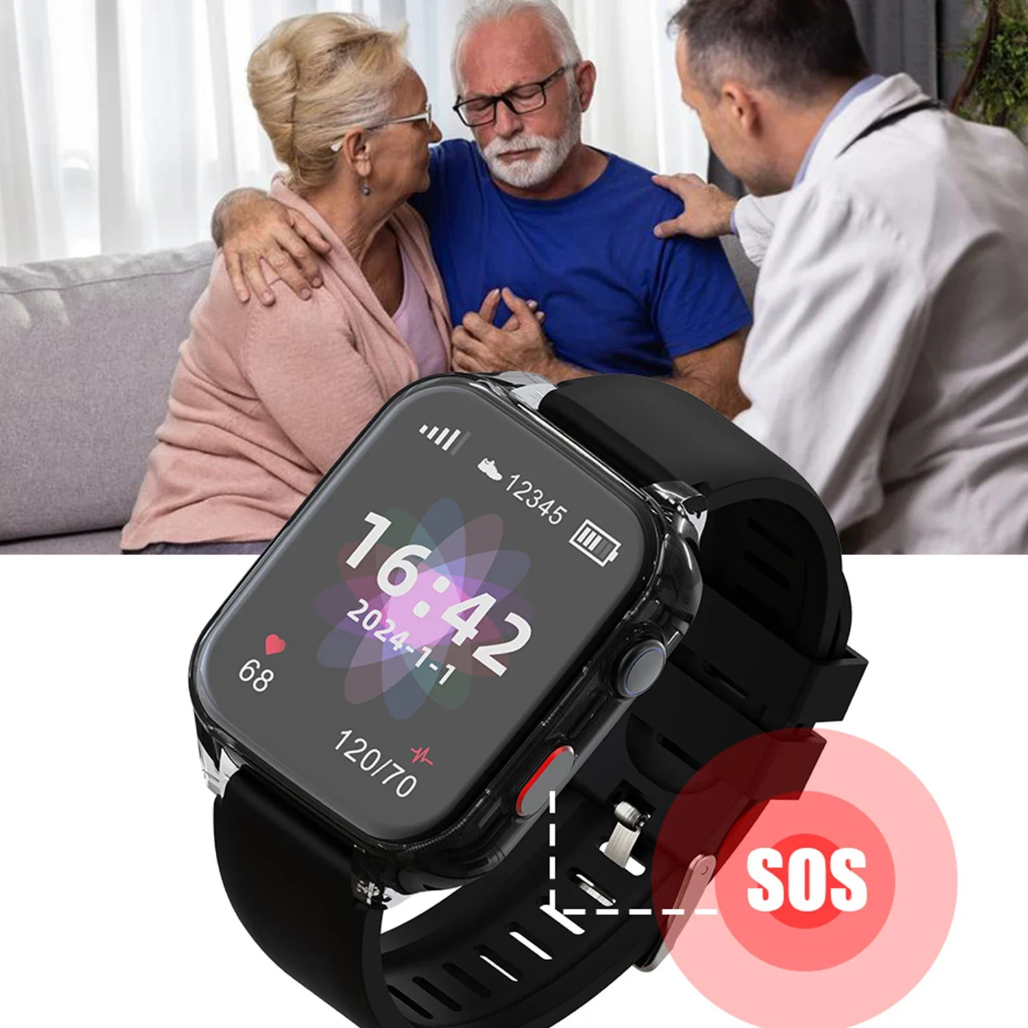 fall detection smart watch wristband seniors emergency SOS Button Elderly 4G GPS watch tracker