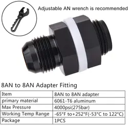 AN6 AN8 AN10 AN12 Accessories Black Fuel Cell Bulkhead Adapter Fitting Aluminum Fuel Cell Bulkhead Fitting With Washer And Nuts