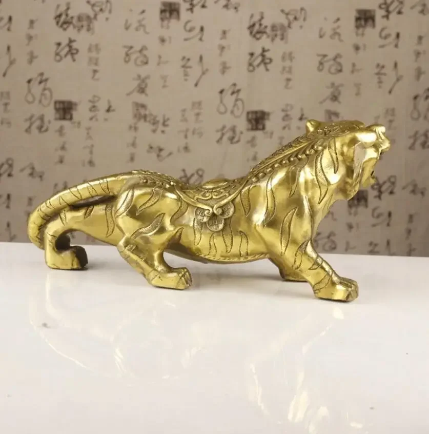 Copper Tiger Decoration: Tiger Climbing the Mountain, Tiger Descending the Mountain, Twelve Zodiac Artwork, Home Decoration