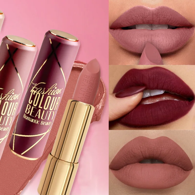 12 Colors Velvet Matte Lipstick Transfer Proof Long Lasting Waterproof Formula Low Saturation for Everyday Natural Makeup Look
