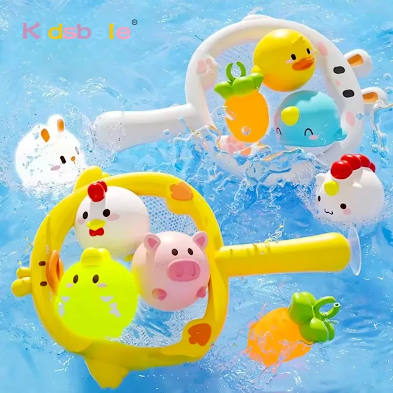 شبكة صيد 2 في 1 مع 6 ألعاب مضيئة للسباحة على شكل حيوانات لطيفة وهدايا حمام السباحة للأطفال الصغار ألعاب حمام السباحة المطاطية الناعمة #1