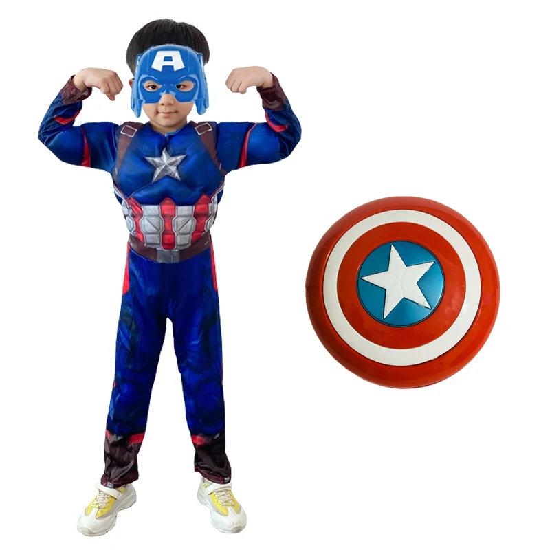 

Captain America Costume Superhero Captain America Cosplay Muscle Costumes Jumpsuit Shield Suit Halloween Clothes