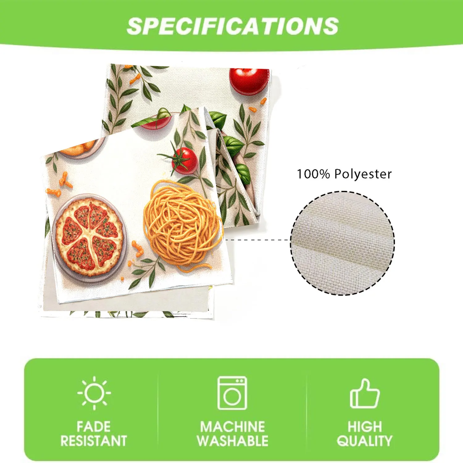 قطعة واحدة من مفرش الطاولة الإيطالي ذو الطابع الغذائي والبيتزا والمعكرونة والطماطم وأنماط الطعام الإيطالية الأخرى، مناسبة للحفلات ذات الطابع الطعام الإيطالي، وديكورات المطاعم الإيطالية، وعروض استوديو المواد الغذائية، وحفلات الزوايا المبتكرة #6
