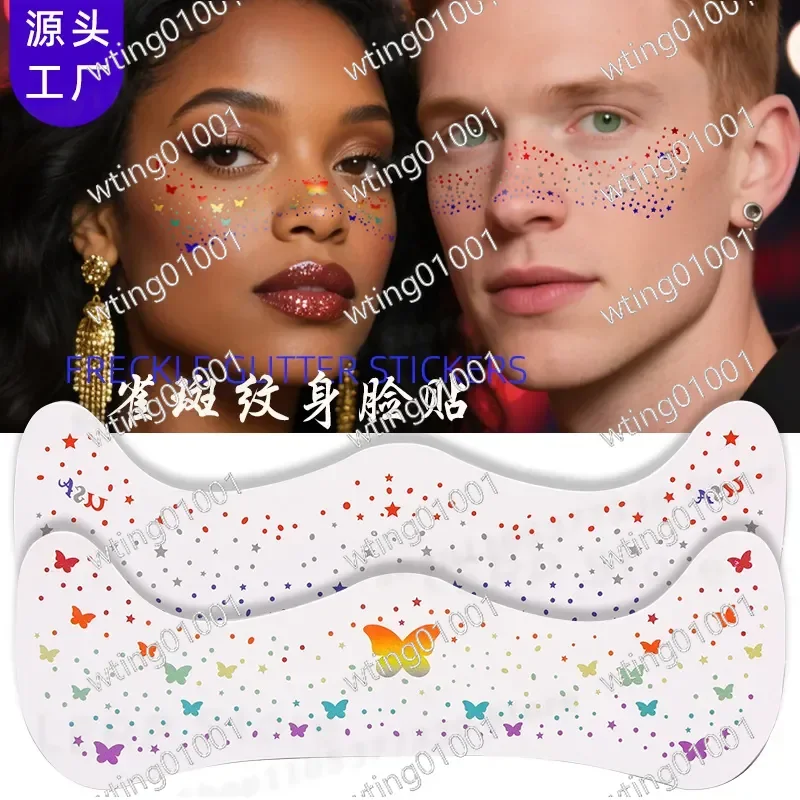 for Freckle Tattoo Sticker Waterproof Sweatproof Gradual Change Star Butterfly Face Makeup Party Decoration Temporary Body