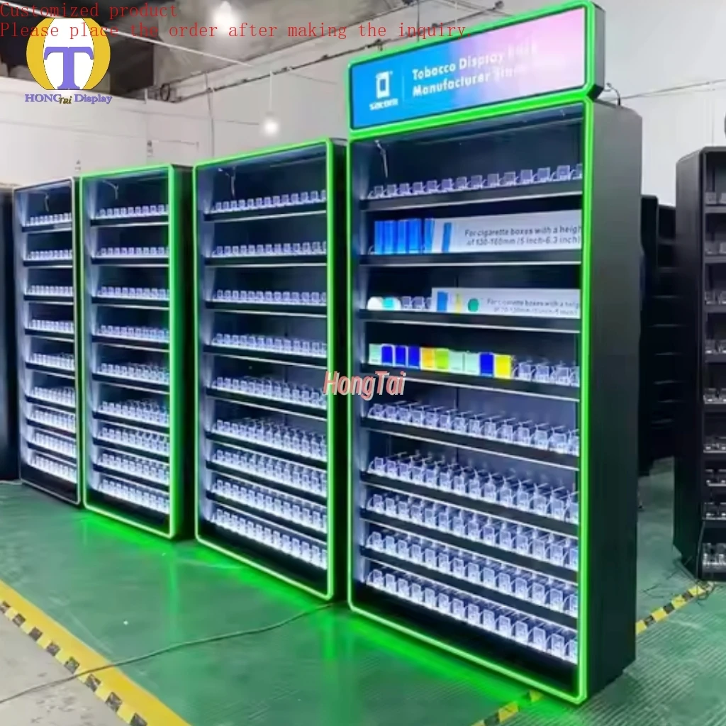 

Custom.Customs Clearance Sales for Metal Cabinet with Colorful LED Lighting Acrylic Pusher Tobacco Smoke Shop Showcase