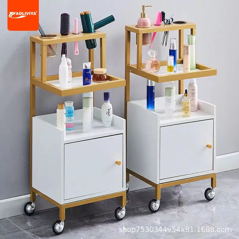 AOLIVIYA Cross-border Exclusive Barber Shop Trendy Barber Shop Tool Cabinet Hair Cart Installation-free Multi-functional Fashion