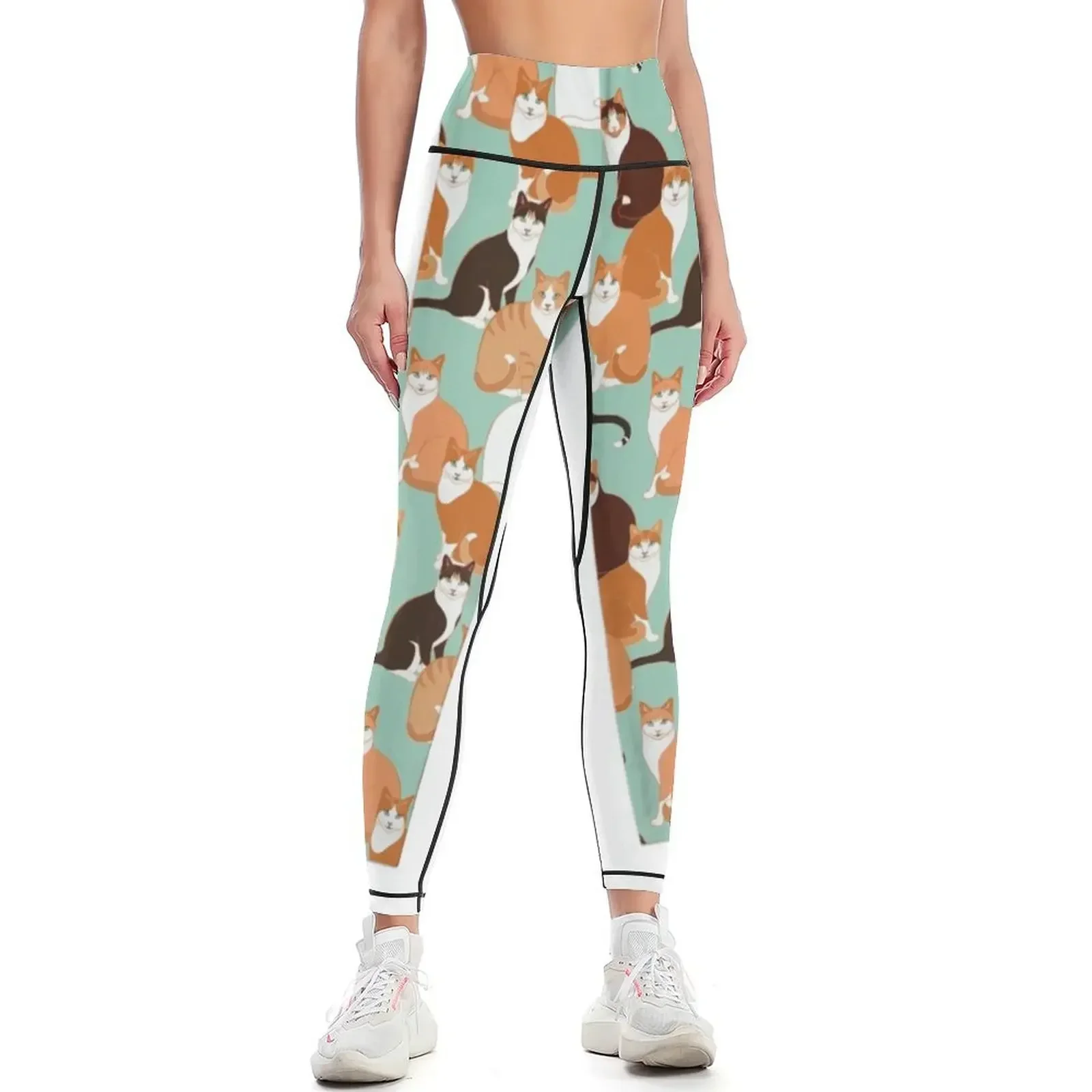 

Ginger Cats on mint Leggings sports shirts gym Sportswear woman gym legging gym sportswear Womens Leggings