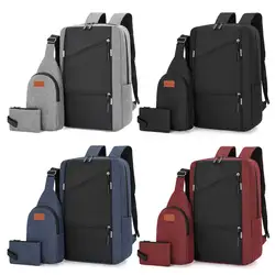 3Pcs Casual Bag Set Laptop Backpack Travel Book Bag Multifunction Versatile School Bag Anti Theft for Outdoor Travel