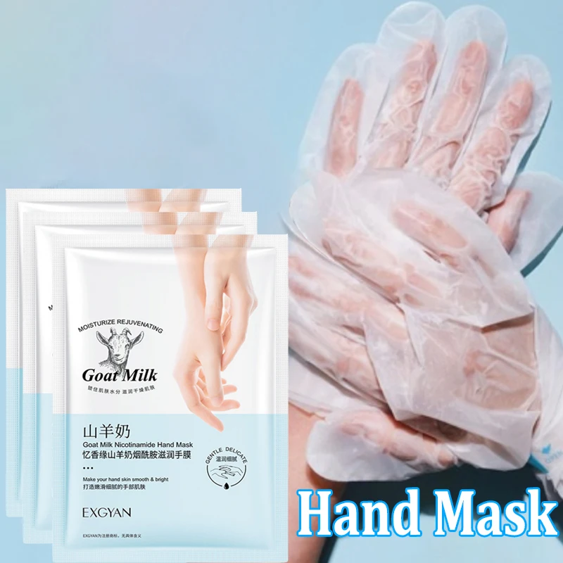 5/10 Paar Ziegenmilch-Handmaske, Anti-Aging, Anti-Falten, feuchtigkeitsspendend, Bleaching, Peeling, Entfernung abgestorbener Haut, Hände, Hautpflege