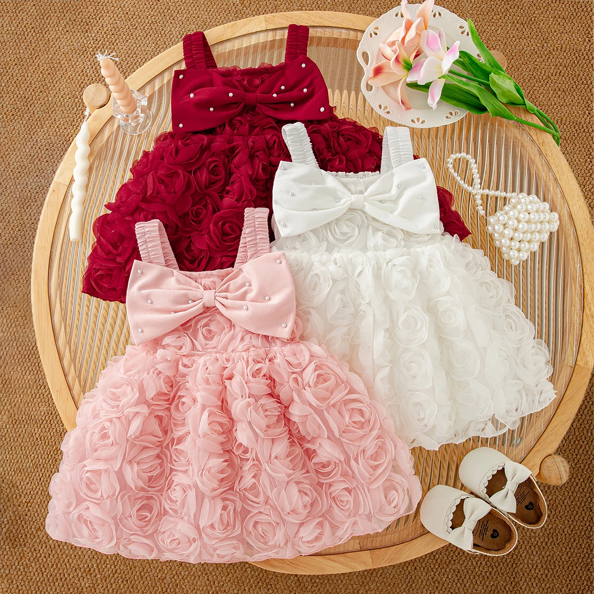 Sweet Beauty Baby Girl Princess Dress Summer New Dress Sleeveless Mesh Flower Tutu Dress Birthday Party Dress Girl's Clothing