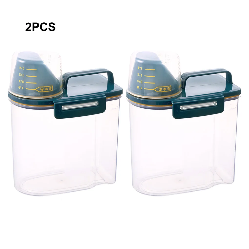 

2PCS1.5KG Dog Cat Food Pail Plastic Storage Tank with Measuring Cup Container Moisture-proof Sealed Jar Pet Supplies Accessories