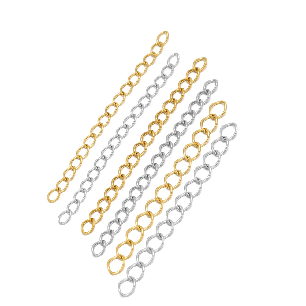 50Pcs Stainless Steel 2 Inch Extension Chain Bracelet Extended Chains Tail Extender for DIY Jewelry Making Necklaces Bracelets