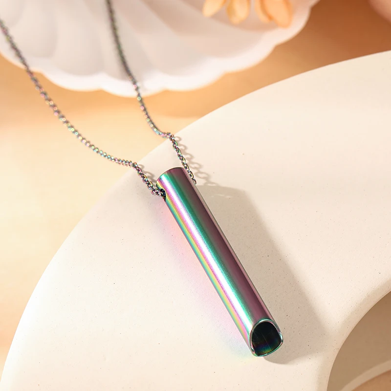Stainless Steel Men Women Personalized Column Pendant Necklace Reduce Stress Meditation Hip Hop Relieve Anxiety Stress Couple