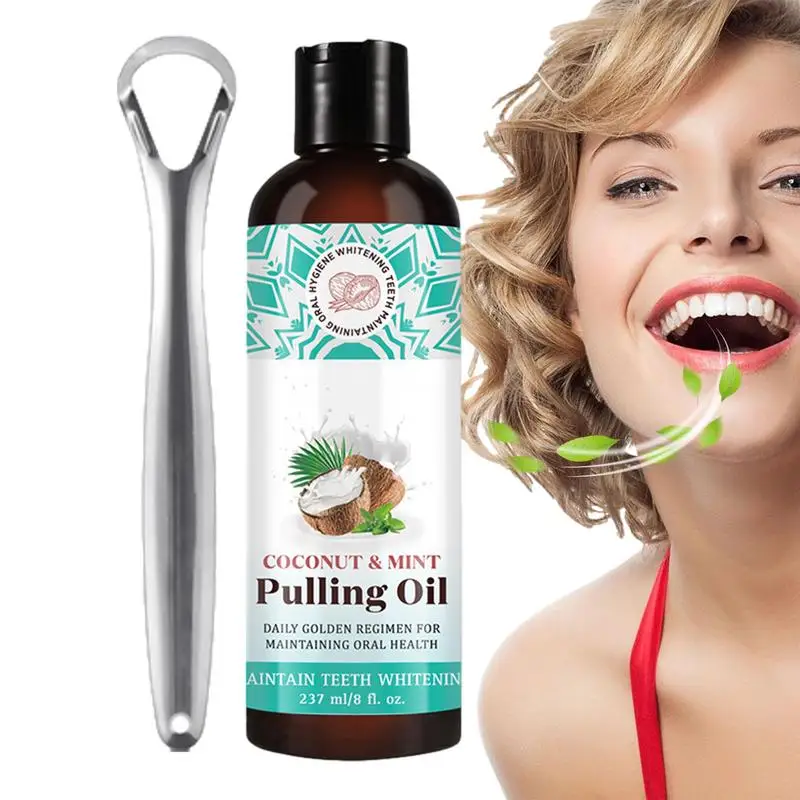 

Health Gums Mouthwash 237ml Oil Pulling Mouth Rinse Natural Breath Freshener Mouth Rinse Includes Tongue Scraper For Promotes