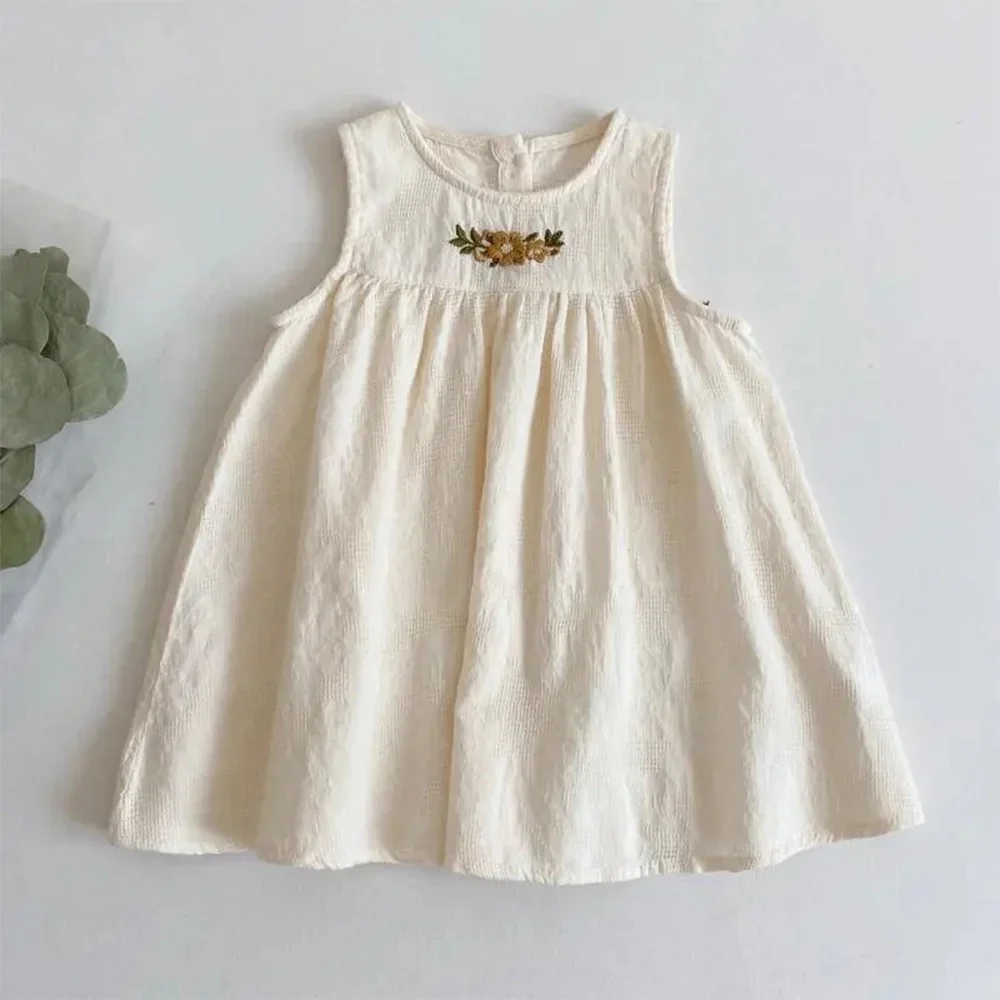 Bear Leader 2023 New Summer Girl\'s Casual Dress Flower Embroidered Sleeveless Vest Dress For 1-5 Years Old Children\'s Clothing