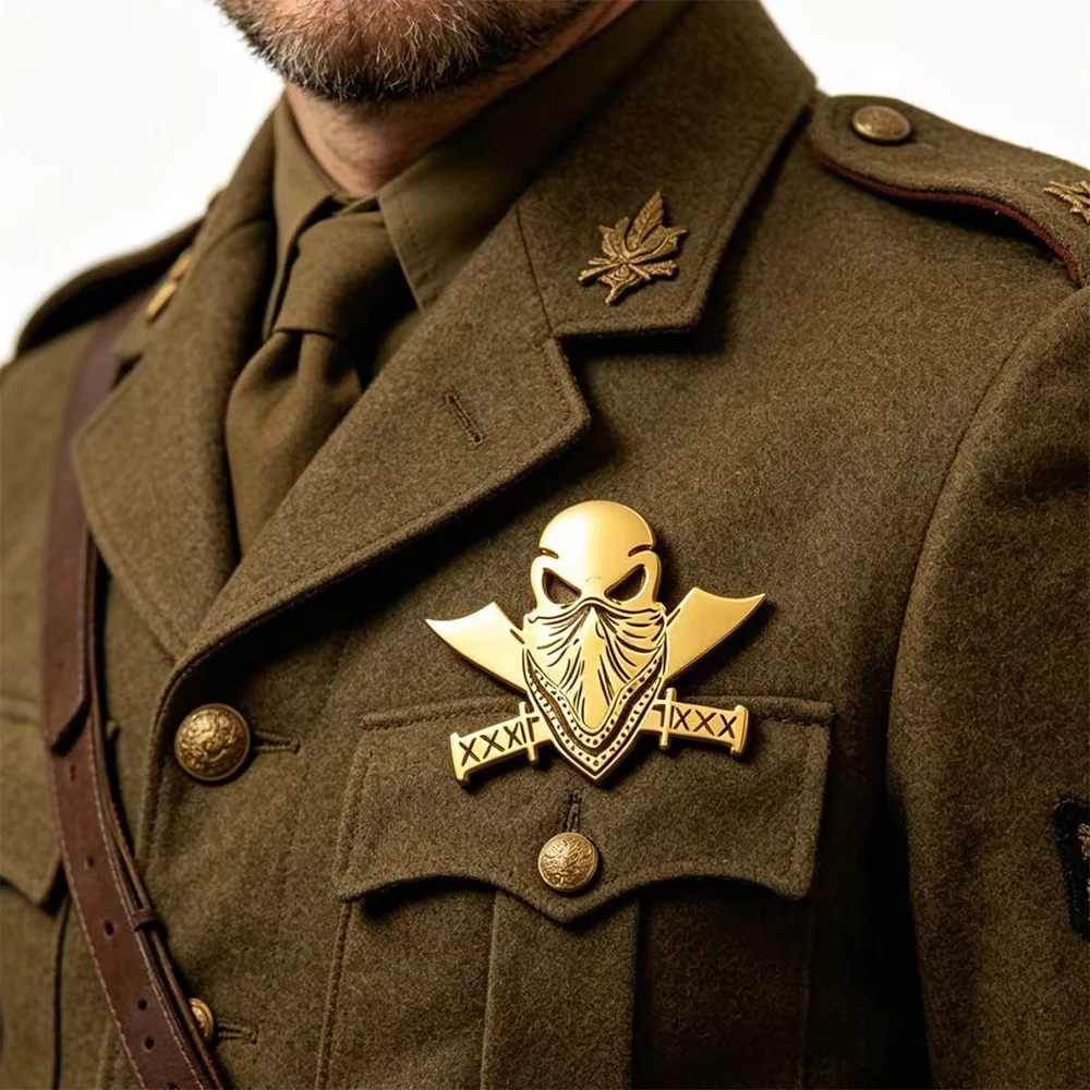 Brooch Pin Gold - Stainless Steel Custom Logo Skull Bandana