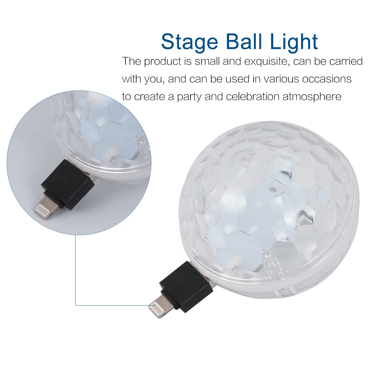 

1Pcs LED Stage Light Stylish Mini Disco Light USB Portable for Party Decor Dj Karaoke Stage Lighting Colorful Flash