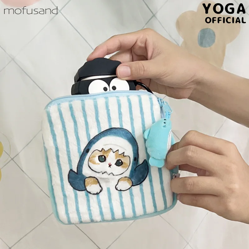 Kawaii Mofusand Square Storage Bag Cartoon Portable Large-Capacity Coin Purse Headphone Key Storage Bag Lipstick Cosmetic Bag