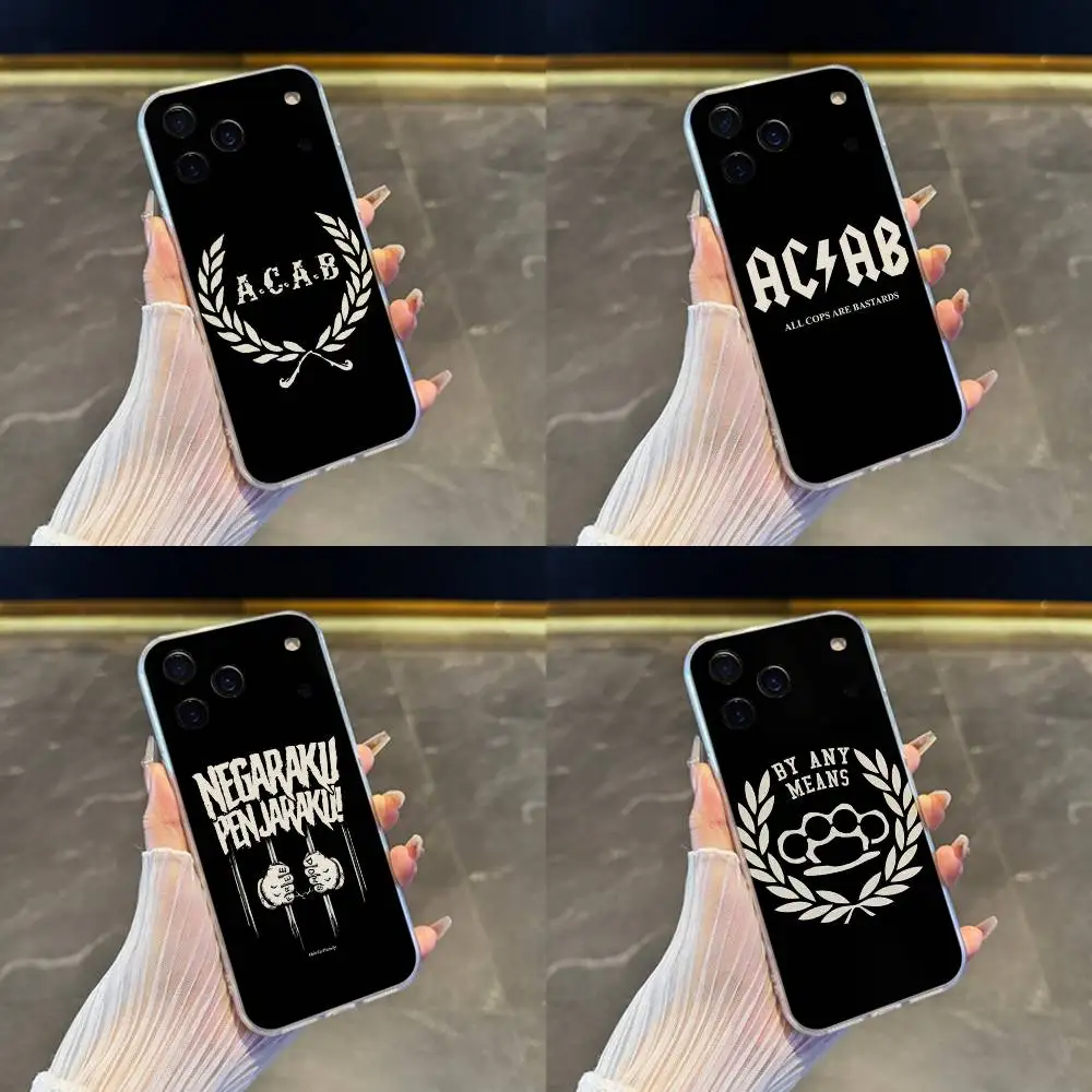 A-Acab ウルトラフォンケース iPhone 17、16、15、14、13、12、11 Pro、Max、Plus、X、XS、XR、SE4、E Mini用 透明ソフトカバー