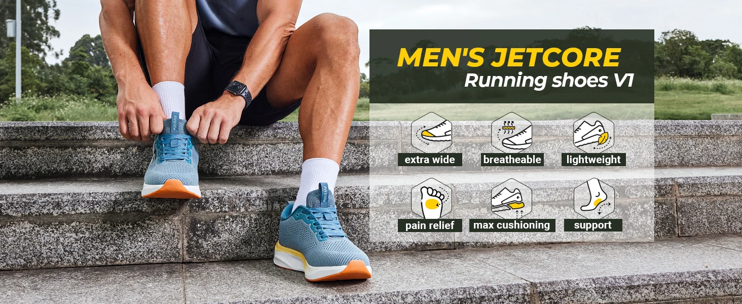 FitVille Men Wide Width Running Sneakers, Breathable Light Athletic Training Shoes, Comfort Wide Footwear for Swollen Feet, Diabetic Feet