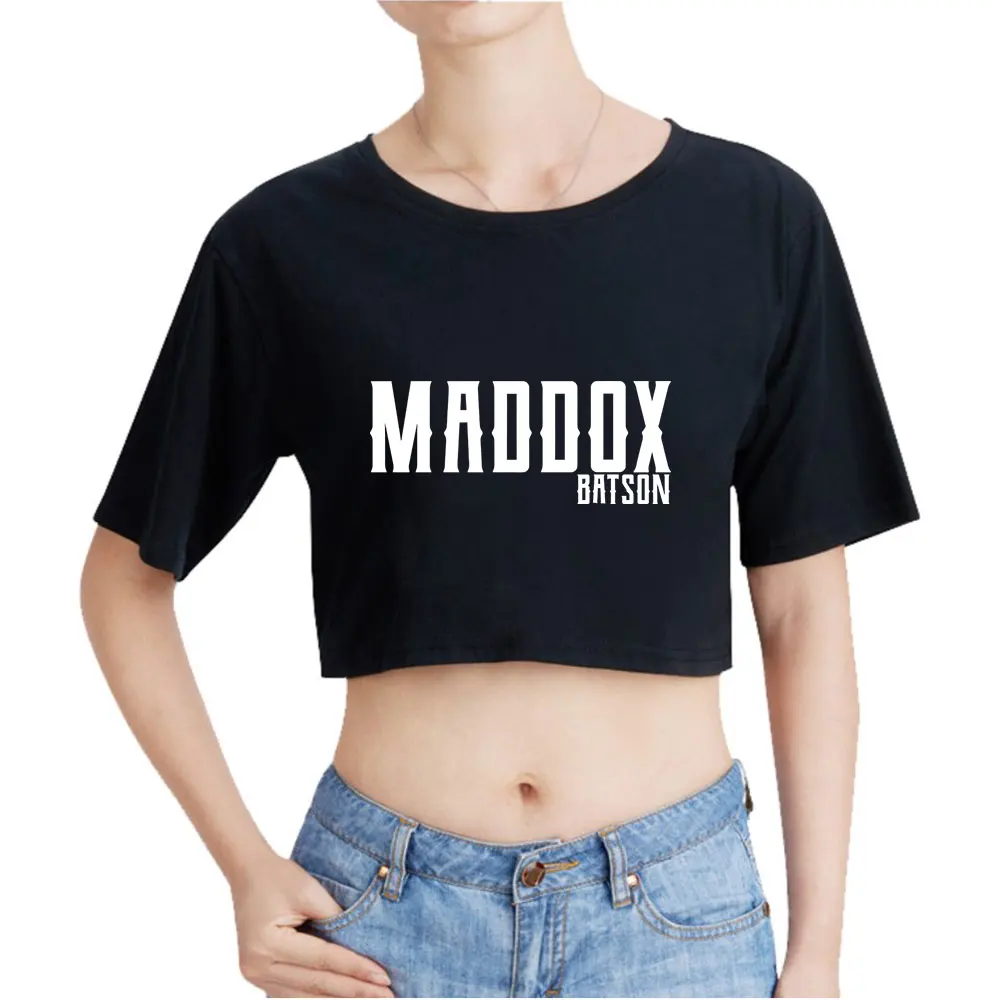 

Maddox Batson винтажный укороченный топ 90-х годов, модные топы с круглым вырезом, футболка большого размера, модная женская футболка Blusa Y2k Top