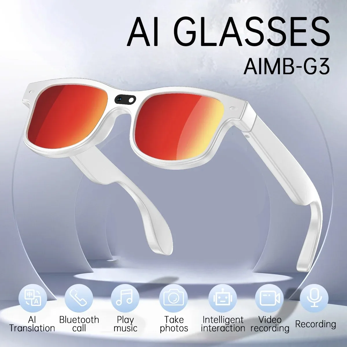 

AI Smart Glasses 8MP Camera Video Recording Sport Sunglasses AI ChatGPT Translation Recording Bluetooth Call Music Play glasses