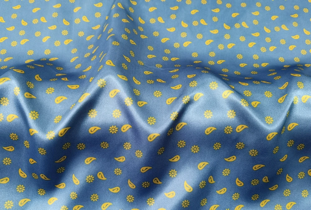 1 Meter x 1,48 Meter Retro Blumenmuster Paisley Satin Stoff Schal Seidiger Charmeuse Schal Futtermaterial – Detail 18