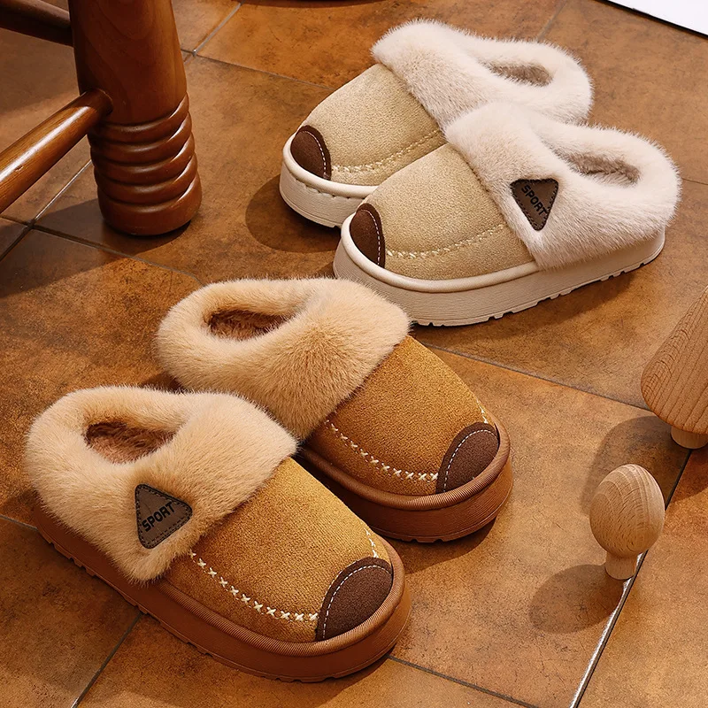 Childrens Home Cotton Slippers 2025 New Winter Boys Girls Soft Sole Non Slip Plush Warm Fluffy Slipper Indoor Floor Casual Shoes
