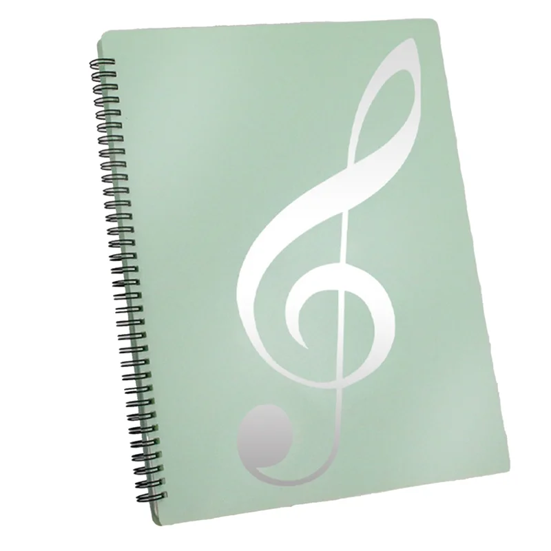 Sheet Music Folder, 60 Pages Capacity, Sheet Music/Holder,Fits Letter Size A4, Writable & Detachable (Green)