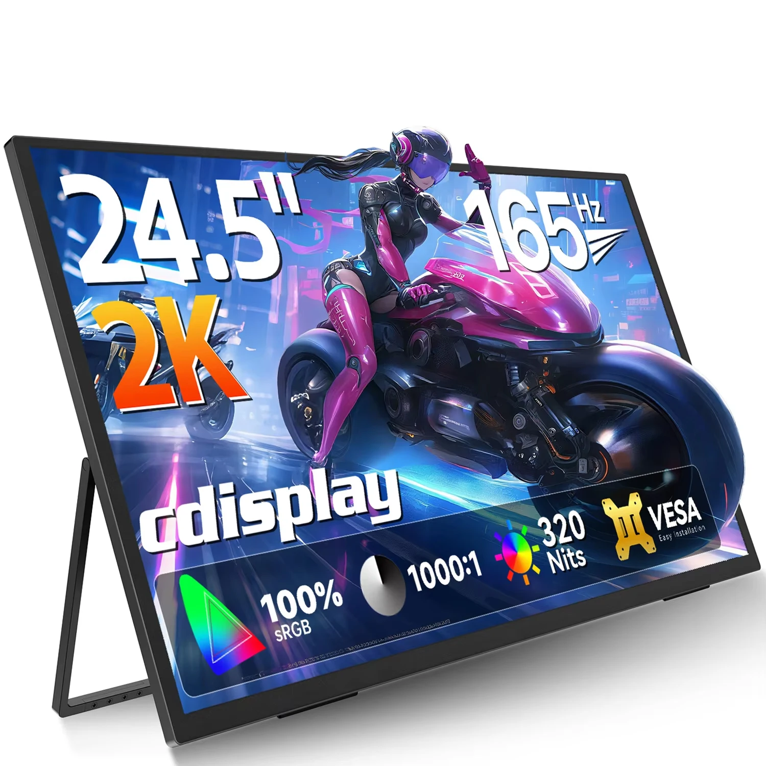 

27 inch 2K Portable Monitor 165Hz 2560x1440 100% sRGB IPS Gaming Screen for Laptop Phone PS4/5 Xbox Switch PC Display Extender