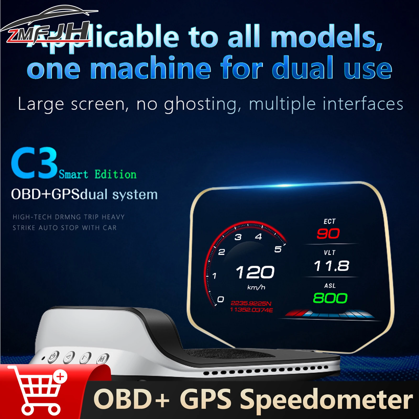 

C3 OBD Speedometer GPS Car Head Up Display Voltage Water Temp Auto Safety Alarm Projector Car Electronics On-board Computer