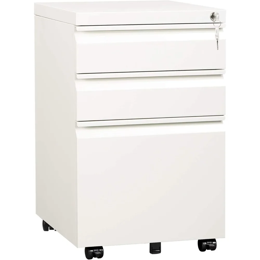 

3 Drawer Mobile File Cabinet with Lock, Under Desk Metal Filing Cabinet for Home Office/Legal/Letter/A4 File, Fully Assembled E