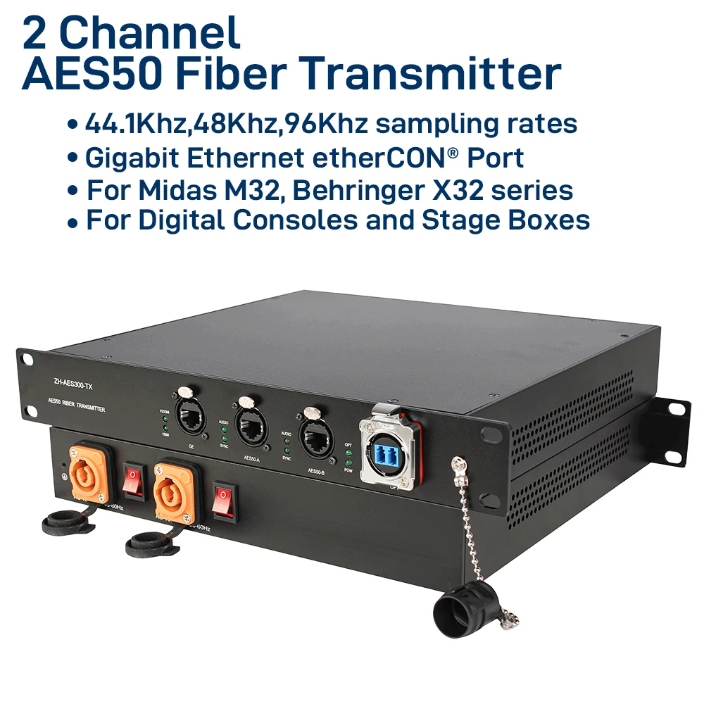 

2 Channel AES50 Fiber Extender with 1+1 Redundant Fiber Backup 10KM Single-Mode Dual etherCON 44.1/48/96kHz for Midas & Behringe