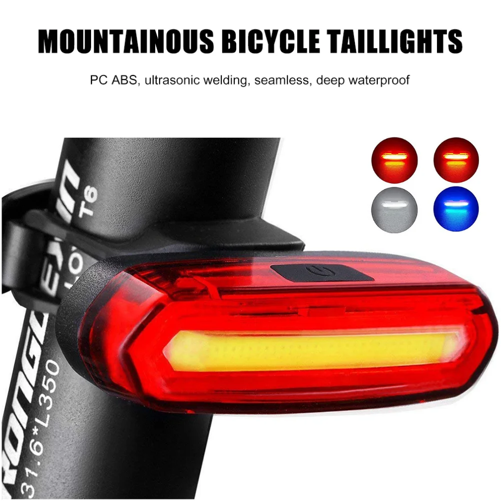 MTB Road Bike Rear Light USB Rechargeable LED Bike Tail Light Easy to Install Bicycle Warning Taillights for Night Riding Safety