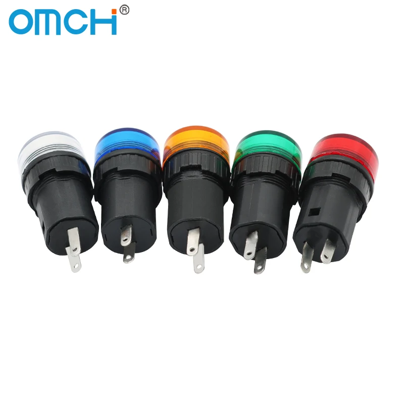 OMCH 1/5/10PCS 16MM AD16-16E Red Green Yellow Blue White Flash Signal Light DC 12V 24V AC 110V 220V 380V LED IndIcator Light