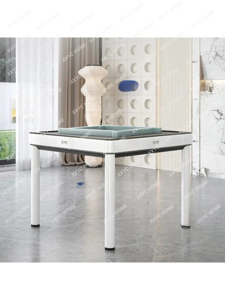 Automatic Mahjong Machine Household Bass round Dining Table Dual-Use Multi-Function Machine Linen Four-Mouth Mahjong Table