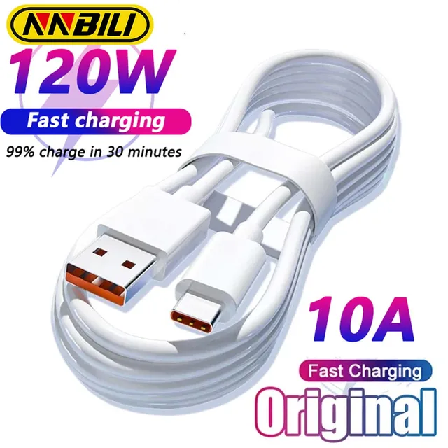 NNBILI 120W 10A Kabel USB typu C USB Super szybkie ładowanie dla Xiaomi Samsung Huawei Honor Kable USB C do szybkiego ładowania danych