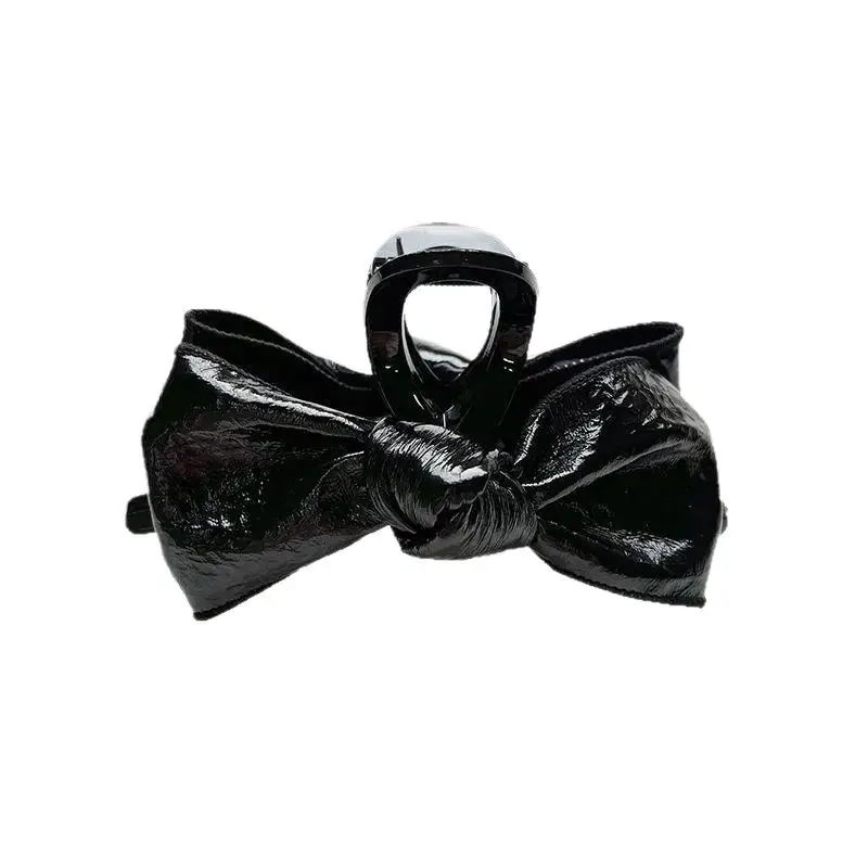 

[Y]Exquisite Elegant Leather Bow Clip Headband Hair Tie Sweet PU Bow Hair Clips Shark Clip Hair Ponytail Clip Accessories Gifts