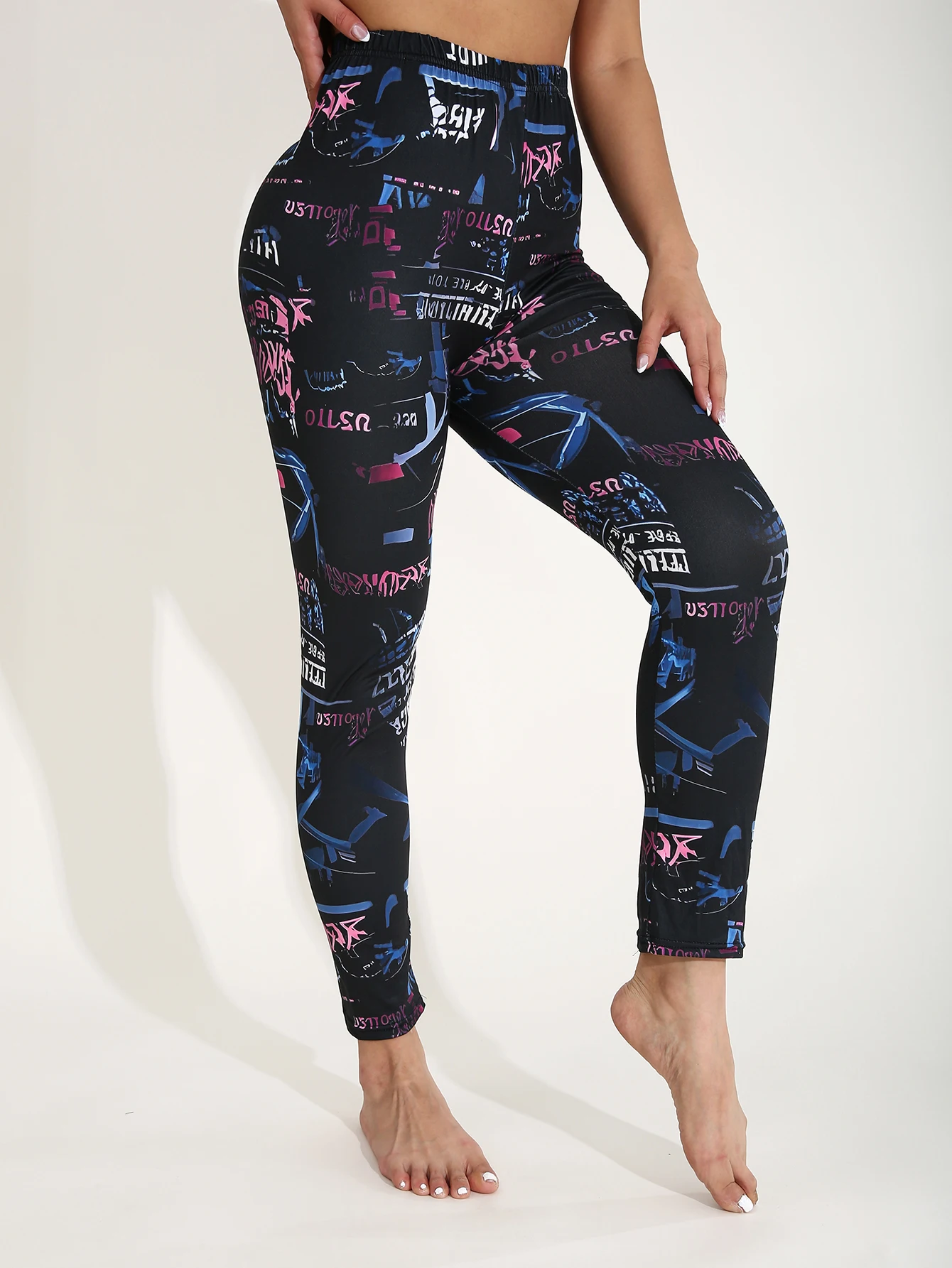 Autunno Inverno 1PACK Pantaloni di lana a nove punti con fondo nero da donna Pantaloni attillati sexy Sport casual Pantaloni da yoga fitness eleganti