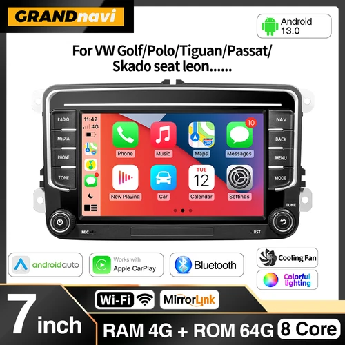 GRANDnavi 2 Din Android Radio de coche GPS para VW/Volkswagen Skoda Octavia golf 5 6 touran passat B6 polo Jetta 2Din reproductor de Radio